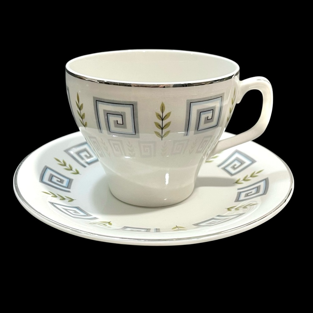 Vintage 1960s Apline Ware Wood & Sons England Ceramic Teacup and Saucer "Athens"